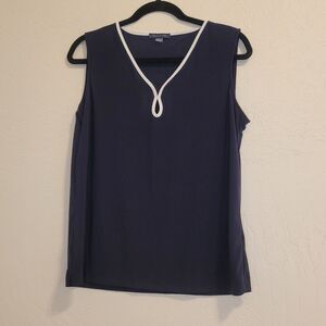 Tommy Hilfiger Woman's Blouse Size Large, Keyhole, Black Sleeveless Stretch Top